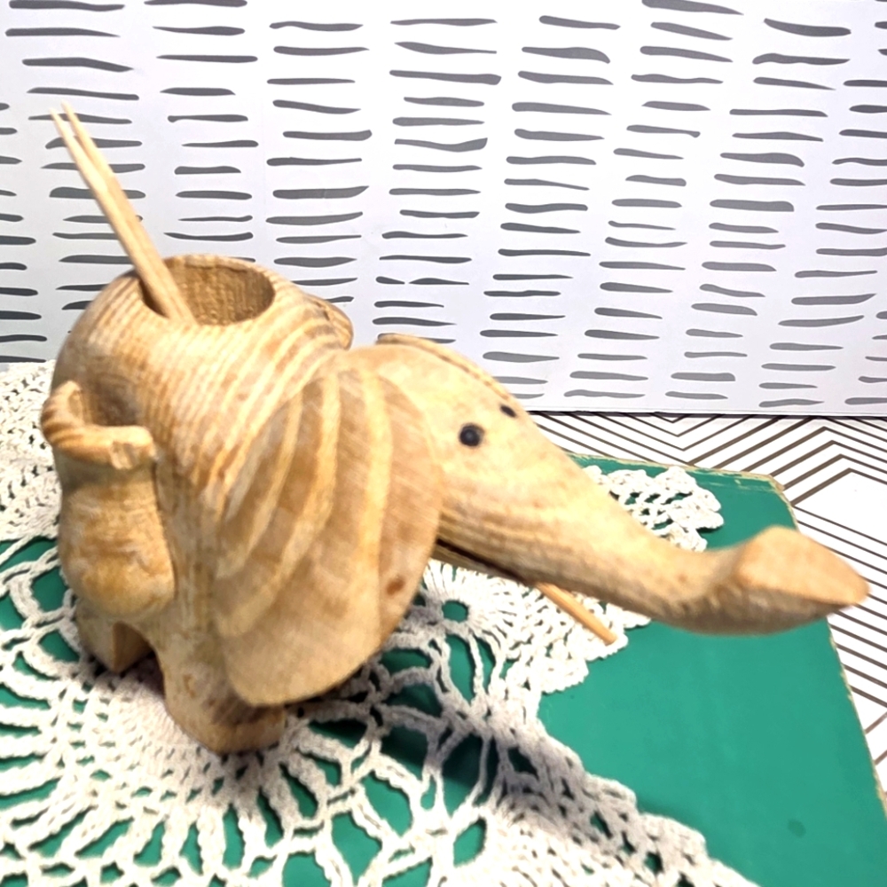 Wooden Elephant Toothpick Holder by Papél satchel bags for used Toothpicks 3x5x2